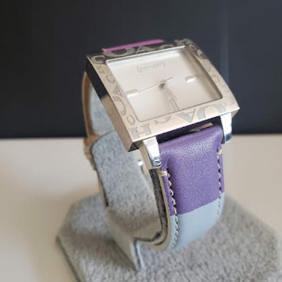 Coach Amanda Watch Multicolor Leather Strap Square Steel Case Analog IOB - Picture 3 of 11